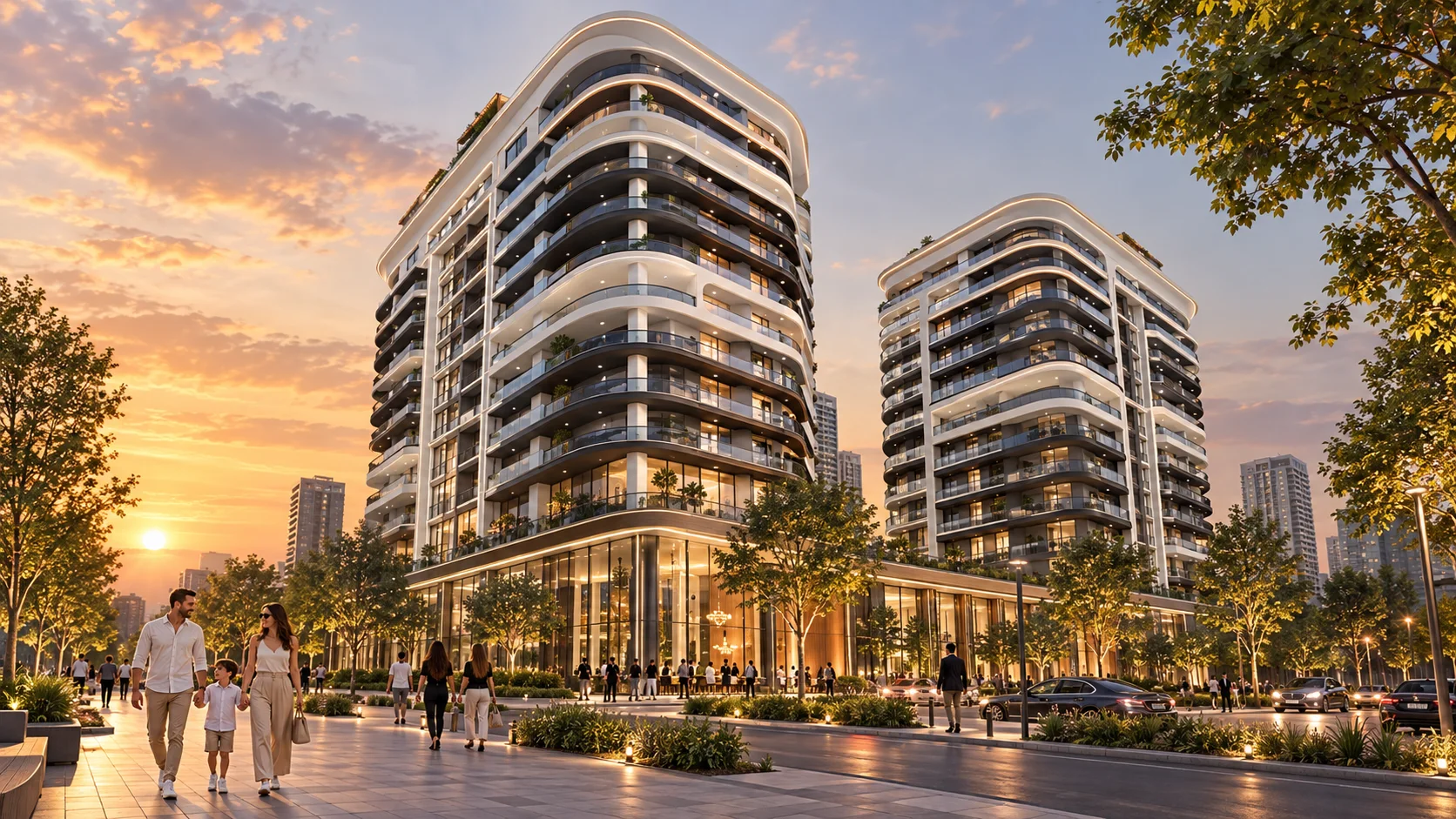 Panorama Residence için insanların bulunduğu temsili rezidans konsept görseli